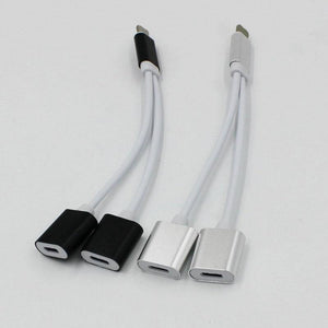 Planet Gates Black 2 in 1 Dual For Lightning Adapter Audio Charging Splitter Cable for iPhone X 8 7 Plus Earphone Headphones Converter For iOS 11