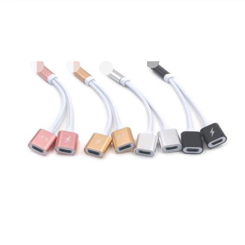 Planet Gates Black 2 in 1 Dual For Lightning Adapter Audio Charging Splitter Cable for iPhone X 8 7 Plus Earphone Headphones Converter For iOS 11