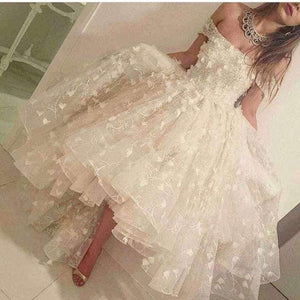 Planet Gates Black / 2 Ivory Strapless Off the Shoulder Shoulder Beaded Flowers Lace Short Front Long Back Prom bridesmaid Dresses