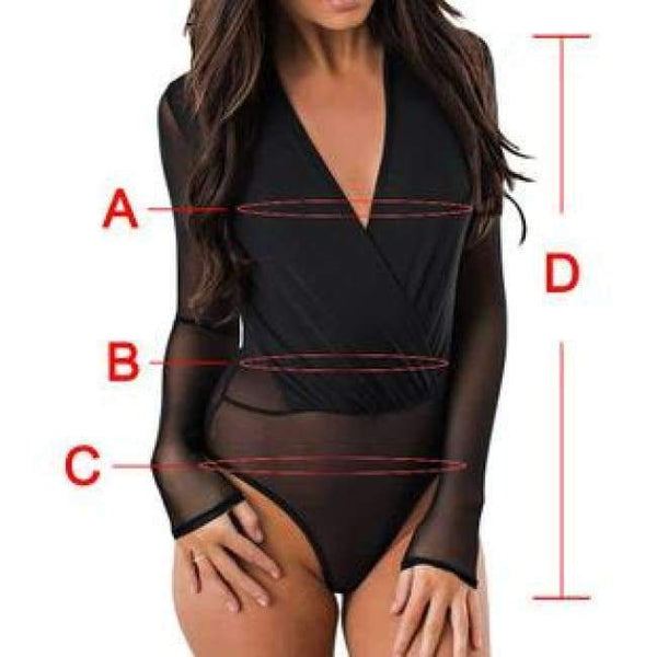 Planet Gates Black 2 / L Sexy Black Mesh Deep V Bodysuit Women Plus size Sheer Skinny Long Sleeve Bodysuits Body Jumpsuit Femme Rompe S-XXL