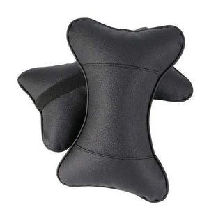 Planet Gates Black 2 PCS artificial leather car pillow protection your neck/car headrest hole-digging design/auto supplies safety neck pillow