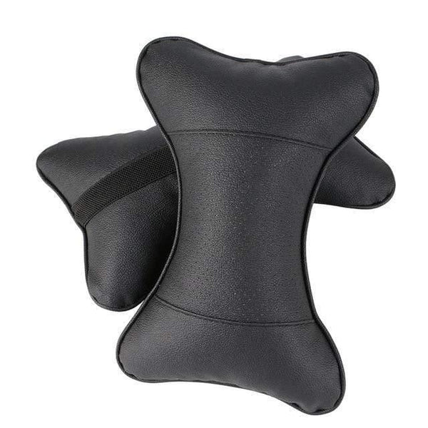 Planet Gates Black 2 PCS artificial leather car pillow protection your neck/car headrest hole-digging design/auto supplies safety neck pillow