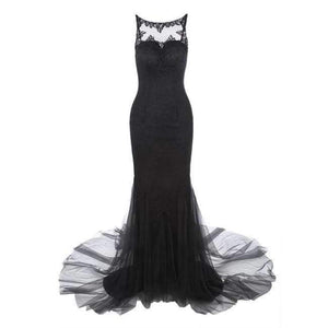 Planet Gates Black / 2 Red evening dress cheap sleeveless mermaid scoop neck backless sweep train wedding party formal trumpet evening dresses