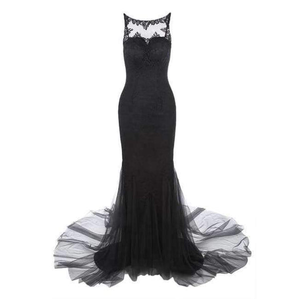 Planet Gates Black / 2 Red evening dress cheap sleeveless mermaid scoop neck backless sweep train wedding party formal trumpet evening dresses