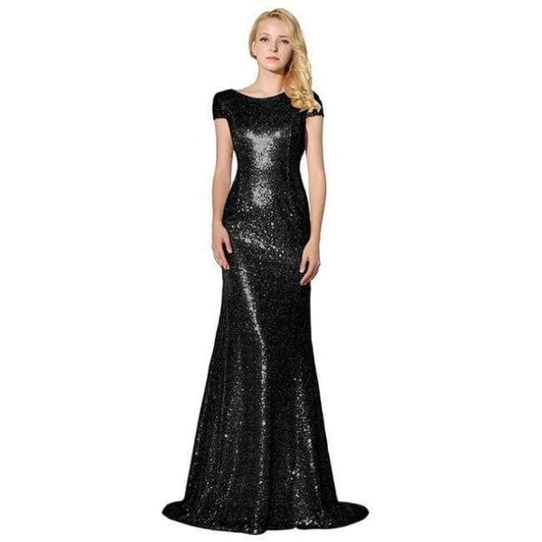 Planet Gates Black / 2 Rose Gold Shining Sequin Bridesmaid Dresses Sexy Backless Long Wedding Party Gowns Simple Maid of Honor Dress OS347