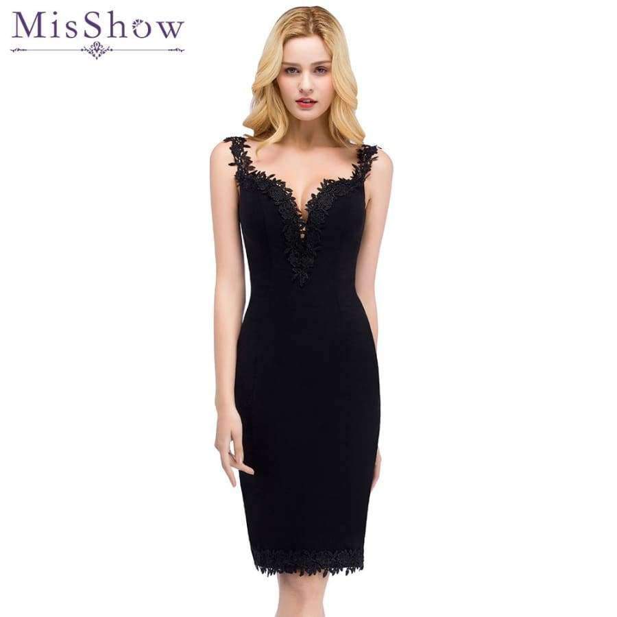 Planet Gates Black / 2 Satin Cocktail Dress 2018 Women Knee Length semi Formal Gown Sexy V Neck Cocktail Party Dresses Vestido Coquetel