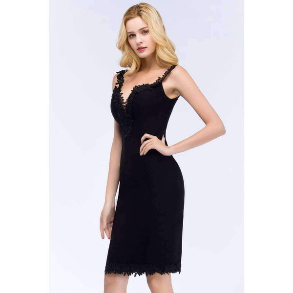 Satin Cocktail Dress 2018 Women Knee Length semi Formal Gown Sexy V Neck Cocktail Party Dresses Vestido Coquetel