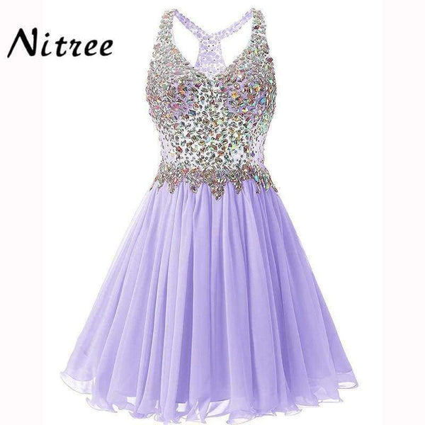 Planet Gates Black / 2 V Neck Short Cocktail Dresses Chiffon Pleat Ruffles Beaded Crystal Rhinestone Formal Party Dress Real Picture