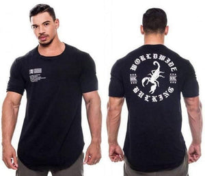 Men Summer Gyms Fitness Workout Bodybuilding T-shirt Short Sleeve Cotton T Shirt Male Casual Fashion Patchwork Tee Tops Clothing