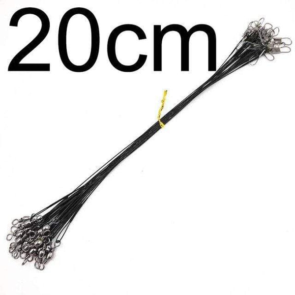 Planet Gates black 20cm 20 pcs Anti Bite Steel Fishing Line Steel Wire Leader With Swivel Fishing Accessory Lead Core Leash Fishing Wire 15CM to 25CM