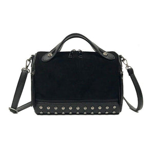 Fashion Women Top-handle Bags with Rivets Small Vintage Motorcycle Tote Bags Sac 2019 High Quality Leather Female Shoulder Bag