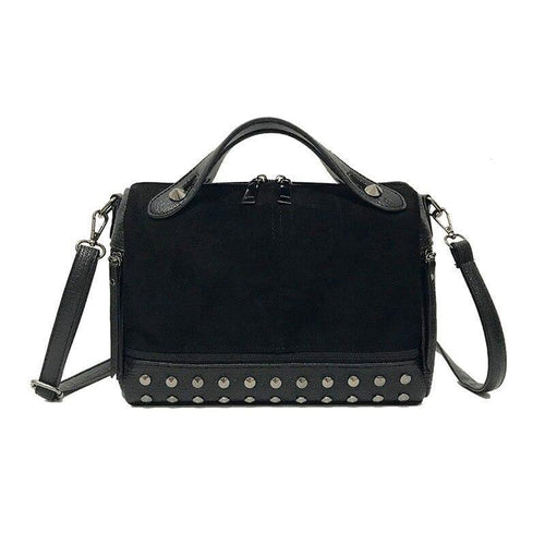 Fashion Women Top-handle Bags with Rivets Small Vintage Motorcycle Tote Bags Sac 2019 High Quality Leather Female Shoulder Bag