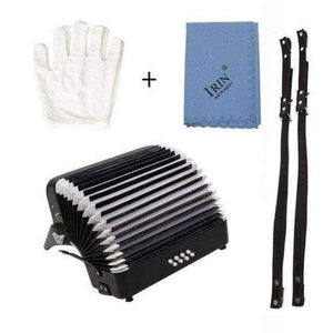 Planet Gates Black 22 Keys 8 Bass accordion 22K8B With Adjustable Straps Gift Toys Kids Children Musical Instrument Beginners With Gloves wipe