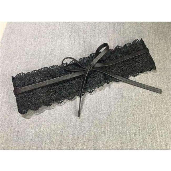 Planet Gates black / 220cm Belt For Women Dress Bowknot Faux Leather Lace Wide Belt Self Tie Obi Cinch Waist Band Boho Belt Cinto Fashion Belt  Feminino