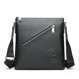 Planet Gates black / 24 x 26.5 x 5 cm Leather Mens Bags Male Black Cowhide Crossbody Bags Men's Messenger Shoulder Bag Small Men Leather bag Man