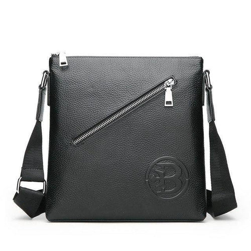 Planet Gates black / 24 x 26.5 x 5 cm Leather Mens Bags Male Black Cowhide Crossbody Bags Men's Messenger Shoulder Bag Small Men Leather bag Man