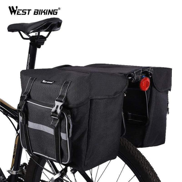 Planet Gates Black 25L Bicycle Bags Cycling Rear Double Side Travel Bag Tail Seat Pannier Bicycle Luggage Carrier Bike Rack Trunk Bag