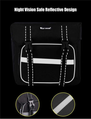 Planet Gates Black 25L Bicycle Bags Cycling Rear Double Side Travel Bag Tail Seat Pannier Bicycle Luggage Carrier Bike Rack Trunk Bag