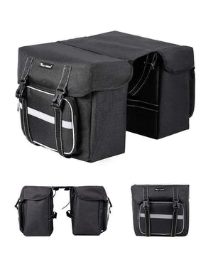 Planet Gates Black 25L Bicycle Bags Cycling Rear Double Side Travel Bag Tail Seat Pannier Bicycle Luggage Carrier Bike Rack Trunk Bag