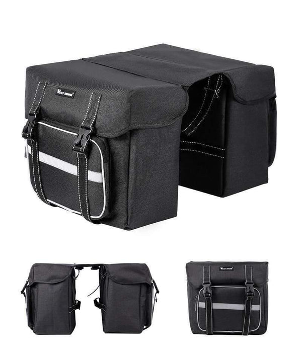 Planet Gates Black 25L Bicycle Bags Cycling Rear Double Side Travel Bag Tail Seat Pannier Bicycle Luggage Carrier Bike Rack Trunk Bag