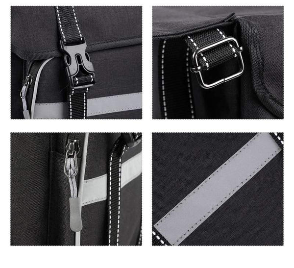 Planet Gates Black 25L Bicycle Bags Cycling Rear Double Side Travel Bag Tail Seat Pannier Bicycle Luggage Carrier Bike Rack Trunk Bag
