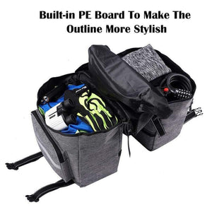 Planet Gates Black 25L Bicycle Bags Cycling Rear Double Side Travel Bag Tail Seat Pannier Bicycle Luggage Carrier Bike Rack Trunk Bag