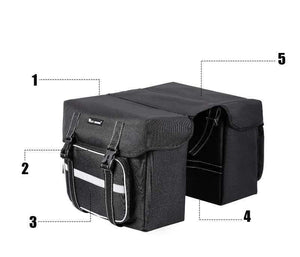 Planet Gates Black 25L Bicycle Bags Cycling Rear Double Side Travel Bag Tail Seat Pannier Bicycle Luggage Carrier Bike Rack Trunk Bag