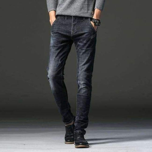 Planet Gates черни / 28 2018 Черни тесни дънки за мъже, зима, есен, еластични дънки, мъжки еластични ежедневни тънки дънки, мъжки качествени дънки Homme