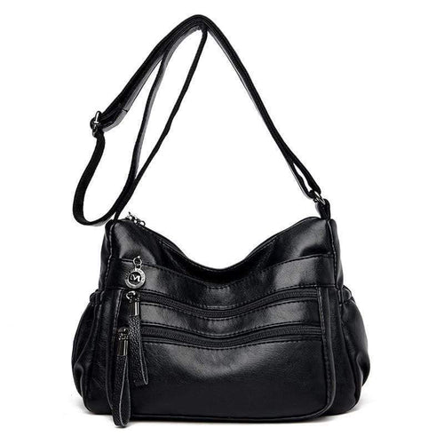 Quality Soft Leather Luxury Handbags Women Bags Designer Double Zippers Shoulder Crossbody