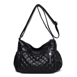 Women Leather Messenger Bag Luxury Lattice Handbags Designer High Quality Female Vintage