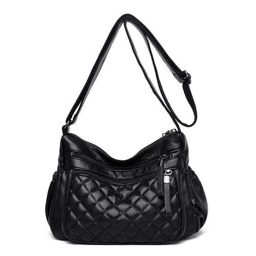 Women Leather Messenger Bag Luxury Lattice Handbags Designer High Quality Female Vintage