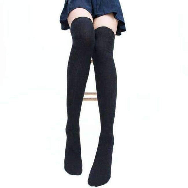 Planet Gates Black 2pairs Winter Women Thigh High Over Knee High Socks for Ladies Girls Fabric Knitted Stocking Crochet Long Socks Hosiery Medias