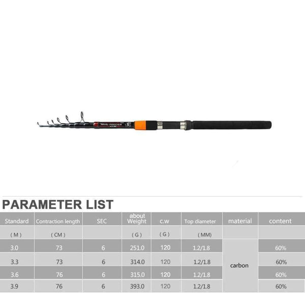 Planet Gates Black / 3.3 m / Čínský teleskopický feederový prut 3.0 m-3.9 m 2 sekce CW 120g Extra těžké rybářské feederové pruty 60% uhlíkové vlákno feederový prut