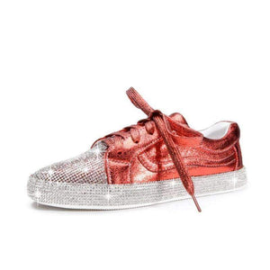 Planet Gates Black / 3 Girseaby Women Vulcanized Shoes Sneakers Ladies Cystal bling Lace-up Casual Shoes Walking Flats Shoes