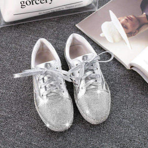 Planet Gates Black / 3 Girseaby Women Vulcanized Shoes Sneakers Ladies Cystal bling Lace-up Casual Shoes Walking Flats Shoes