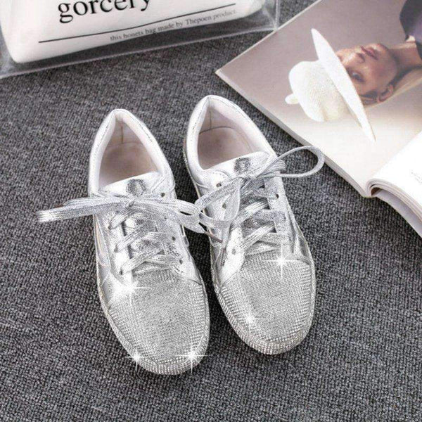 Planet Gates Black / 3 Girseaby Women Vulcanized Shoes Sneakers Ladies Cystal bling Lace-up Casual Shoes Walking Flats Shoes