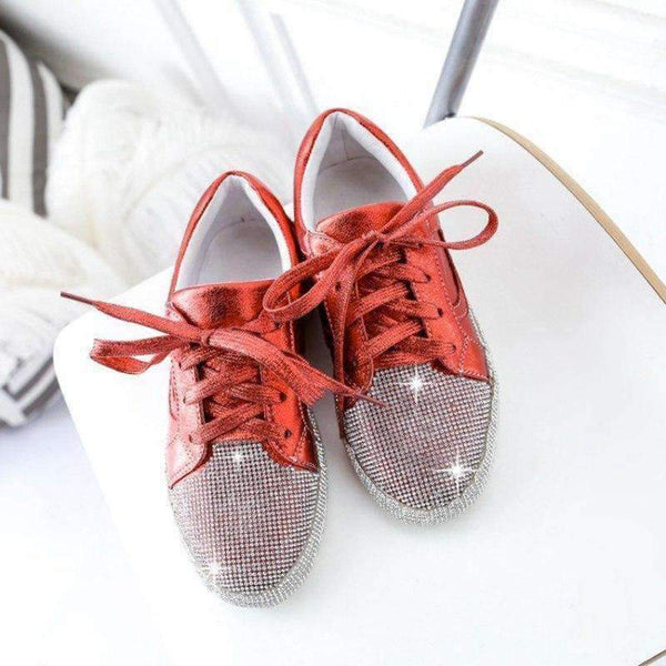 Planet Gates Black / 3 Girseaby Women Vulcanized Shoes Sneakers Ladies Cystal bling Lace-up Casual Shoes Walking Flats Shoes