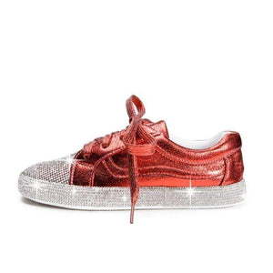 Planet Gates Black / 3 Girseaby Women Vulcanized Shoes Sneakers Ladies Cystal bling Lace-up Casual Shoes Walking Flats Shoes