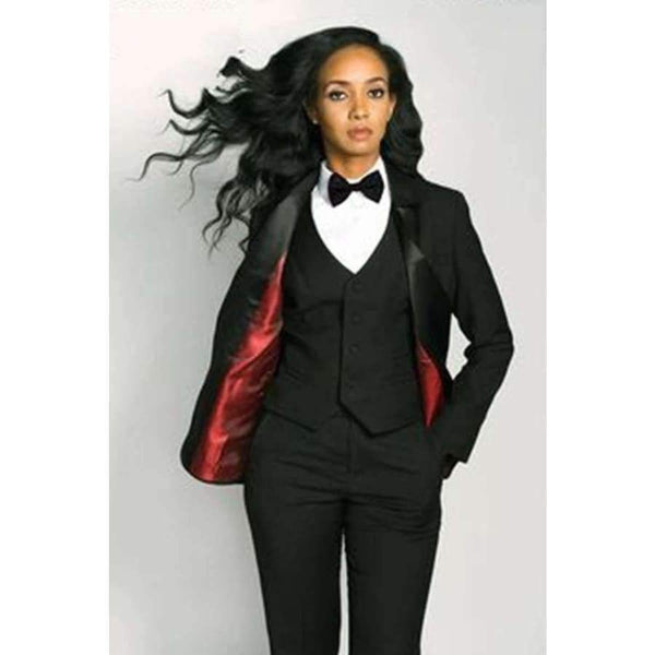 Planet Gates Black 3 Piece Slim Women's Pants Suit Vest Business Office Set Ladies Work Wear Outfit Blazer W240