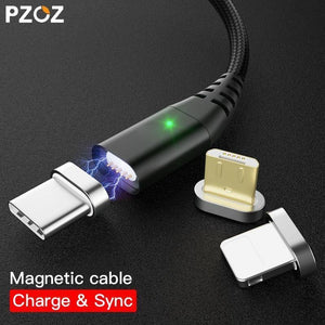 Planet Gates Black 3 plugs PZOZ Magnetic Cable Type C Micro USB C Adapter For iphone 8 Samsung Microusb Type-C Charger Phone usb Magnet Cable Fast Charging