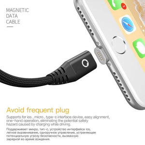 Planet Gates Black 3 plugs PZOZ Magnetic Cable Type C Micro USB C Adapter For iphone 8 Samsung Microusb Type-C Charger Phone usb Magnet Cable Fast Charging