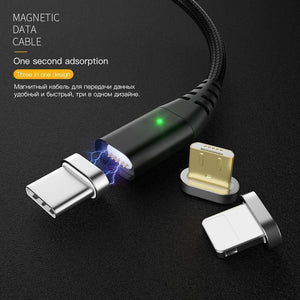 Planet Gates Black 3 plugs PZOZ Magnetic Cable Type C Micro USB C Adapter For iphone 8 Samsung Microusb Type-C Charger Phone usb Magnet Cable Fast Charging