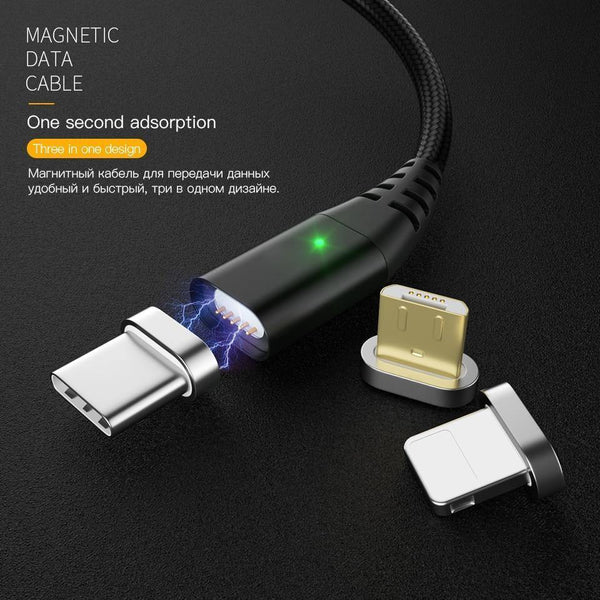 Planet Gates Black 3 plugs PZOZ Magnetic Cable Type C Micro USB C Adapter For iphone 8 Samsung Microusb Type-C Charger Phone usb Magnet Cable Fast Charging