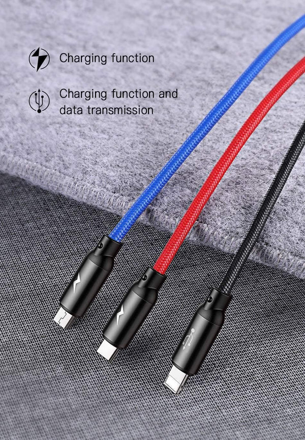 Planet Gates Black / 30cm Baseus 3 in 1 3.5A USB Cable For iPhone Xs Max Xr X 8 7 Fast Charging Charger USB Type C Type-c Micro USB Cable For Mobile Phone