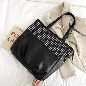 Fashion Rivet Shoulder Bags For Women Leather Luxury Handbags Women Bags Designer Ladies