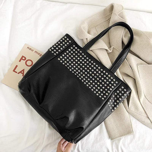 Fashion Rivet Shoulder Bags For Women Leather Luxury Handbags Women Bags Designer Ladies