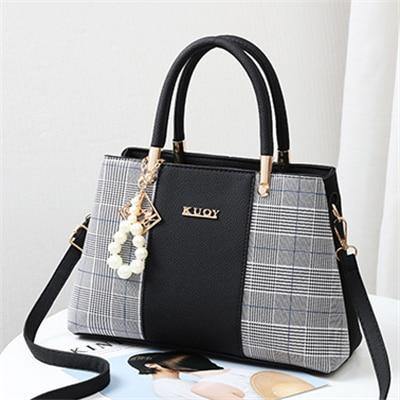 Planet Gates Black / (30cm<Max Length<50cm) PU Leather Large Capacity Woman Handbag Grid Shoulder Bag Fashion Casual Luxury Designer Crossbody Women Handbags
