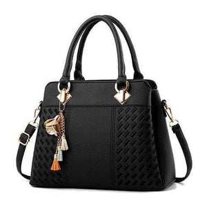 Planet Gates Black / 31x14x23cm Women Handbags Tassel PU Leather Totes Bag Top-handle Embroidery Crossbody Bag Shoulder Bag Lady Simple Style Hand Bags
