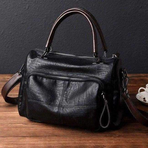 Planet Gates Black / 32X12X21CM 100% Genuine Leather Handbag High Quality Cow Leather Handbags Fashion Office Lady Retro Office Women Handbag Vintage A180