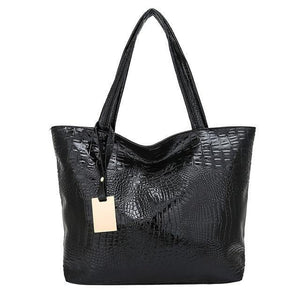 Planet Gates Black / 33x11x31cm Women Large Capacity Handbags Soft PU Leather Crocodile Bag Ladies Casual Shopping Tote Bags Shoulder Bags Sac Main Silver Gold